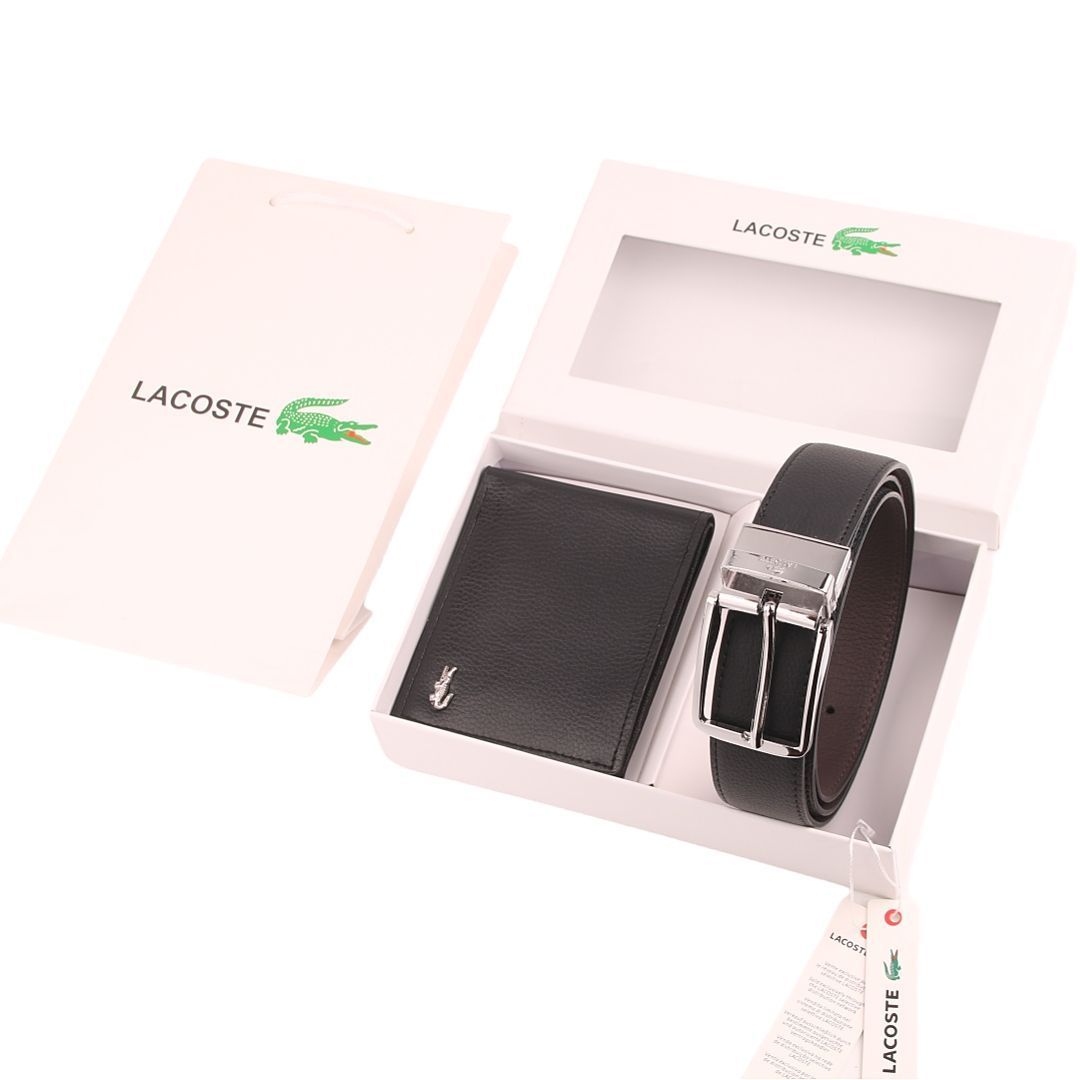 Lacoste – ნატურალური ტყავის საფულისა და ქამრის ექსკლუზიური სასაჩუქრე ნაკრები thumbnail
