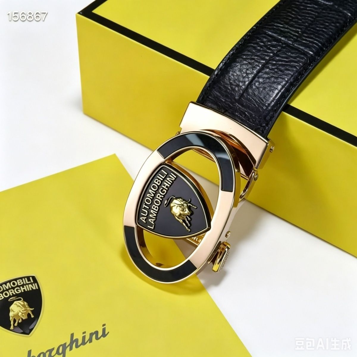 Lamborghini – საკულტო ლოგოთი გაფორმებული ნატურალური ტყავის ტრენდული ქამარი thumbnail