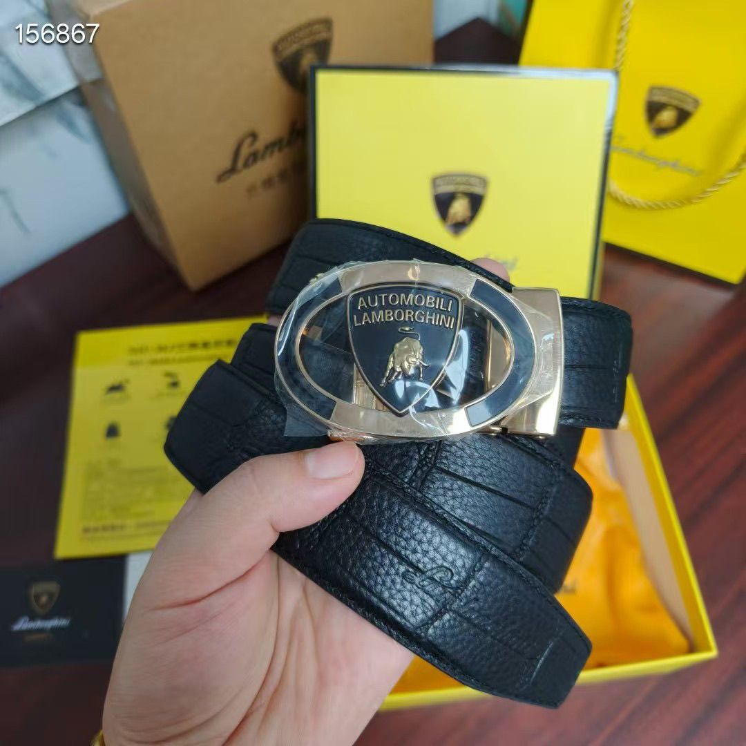 Lamborghini – საკულტო ლოგოთი გაფორმებული ნატურალური ტყავის ტრენდული ქამარი thumbnail
