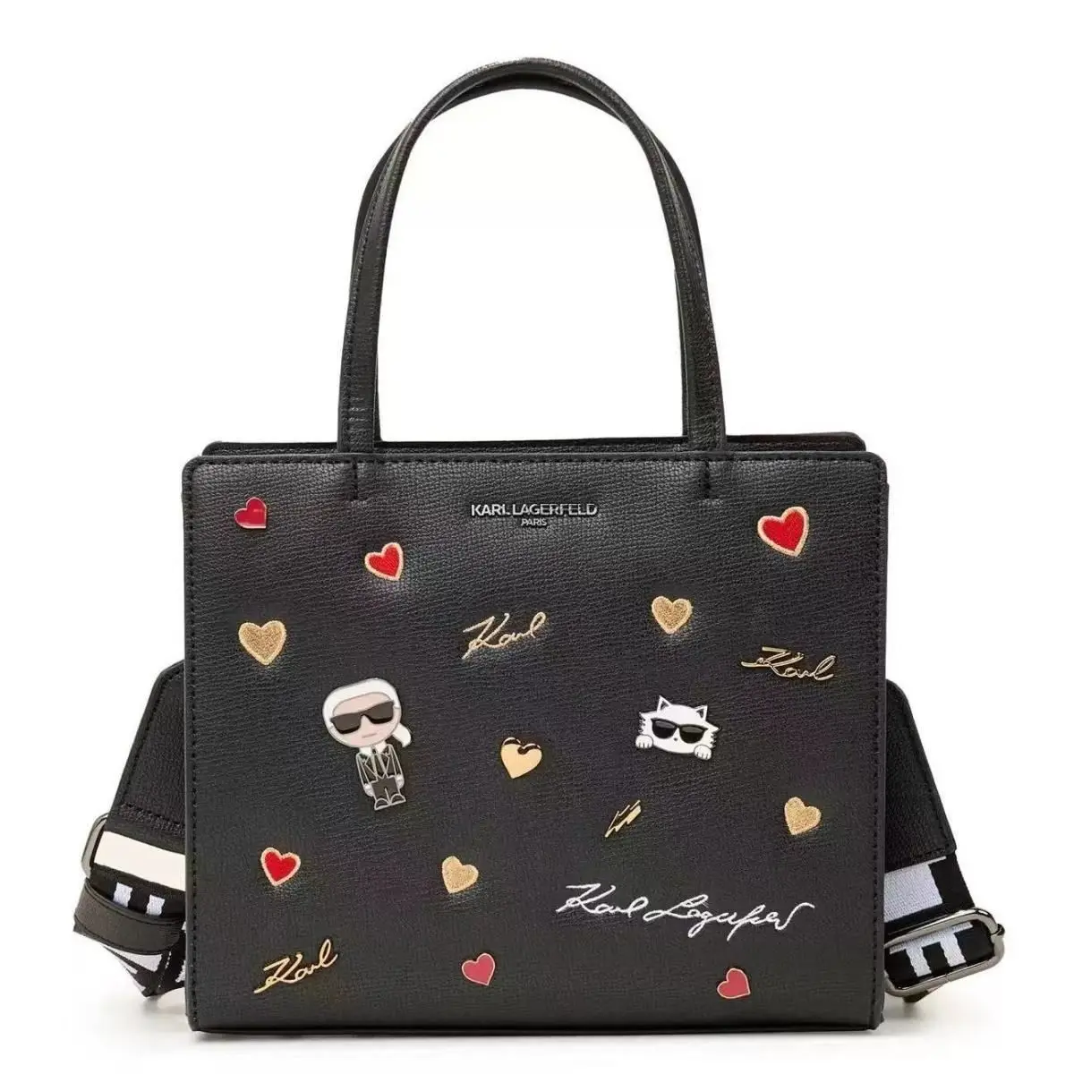 Karl Lagerfeld - ქალის მოდური ხელჩანთა Love დეტალებით