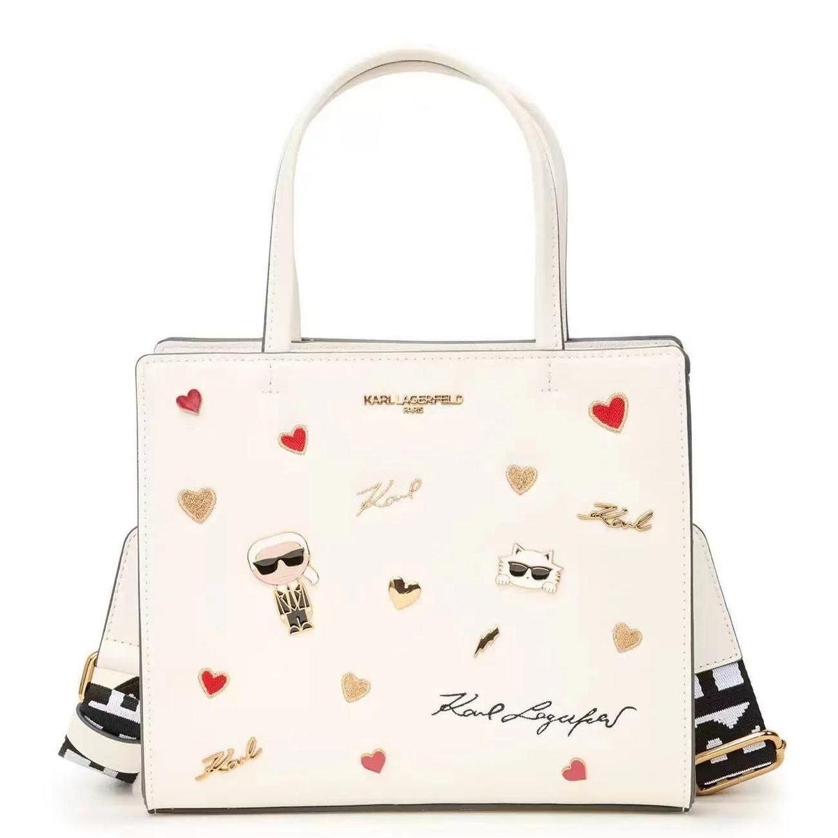 Karl Lagerfeld - ქალის მოდური ხელჩანთა Love დეტალებით