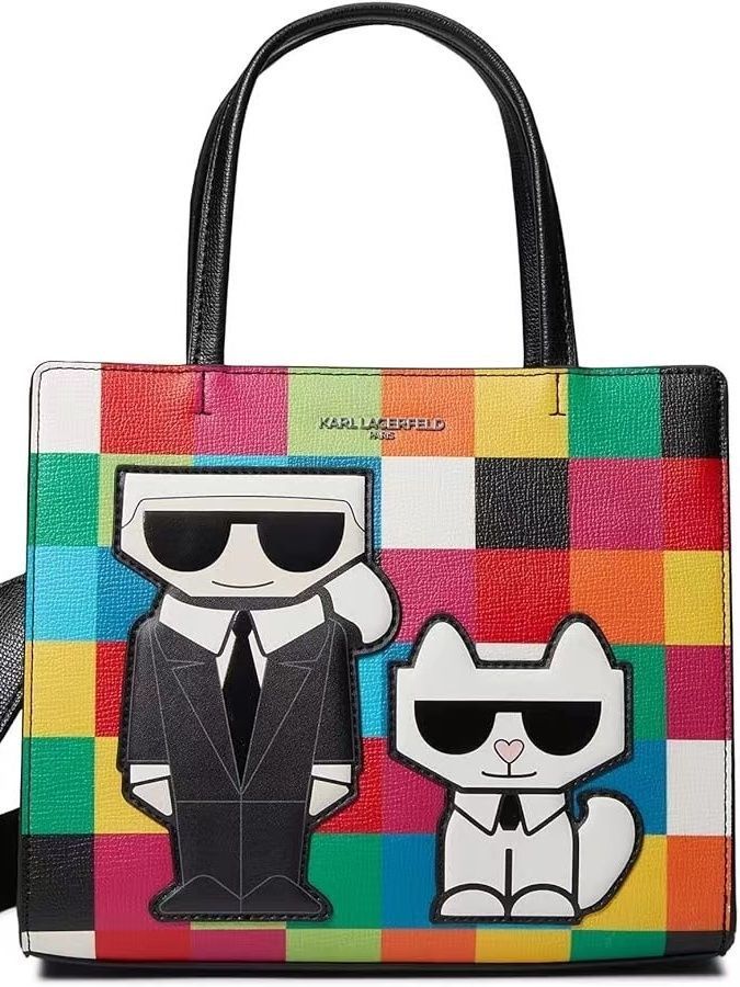 Karl Lagerfeld - ქალის ხელჩანთა ფერადი გრაფიკული პრინტით