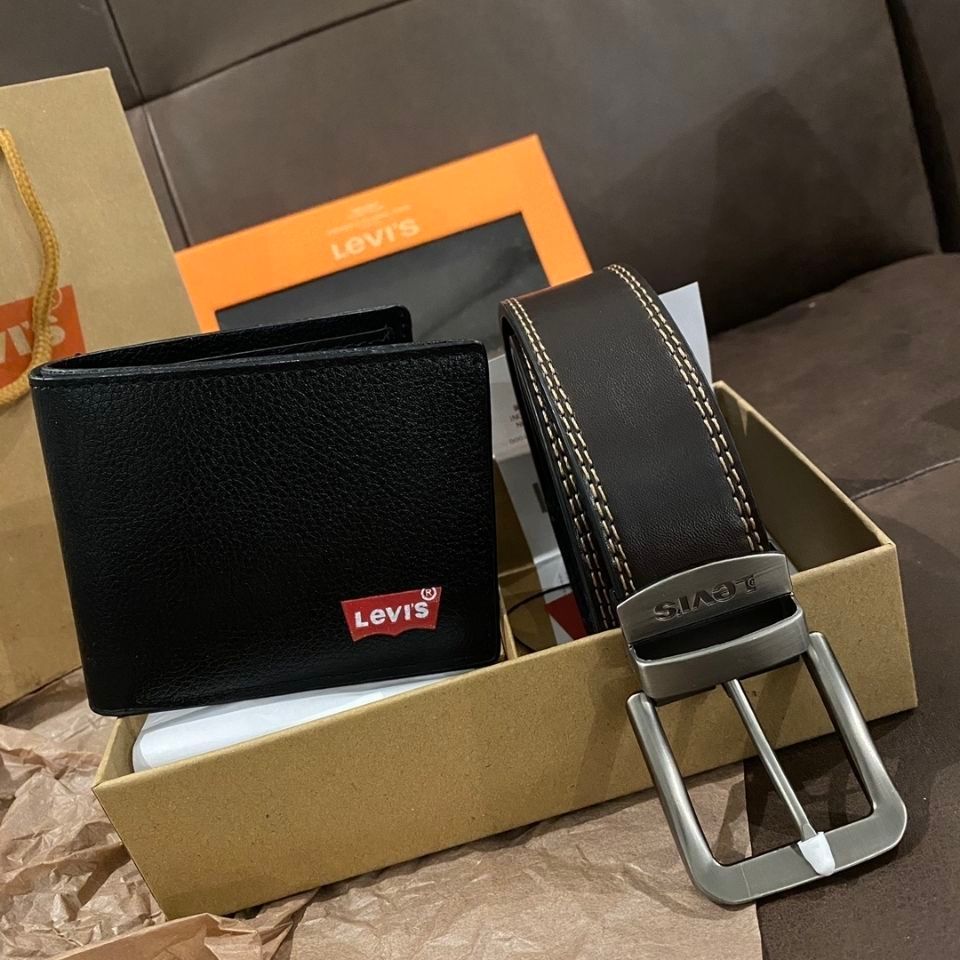 Levi's – ნატურალური ტყავის საფულისა და ქამრის ექსკლუზიური სასაჩუქრე ნაკრები
