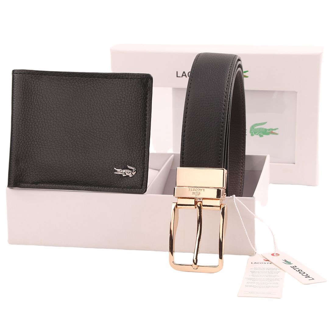 Lacoste – ნატურალური ტყავის საფულისა და ქამრის ექსკლუზიური სასაჩუქრე ნაკრები
