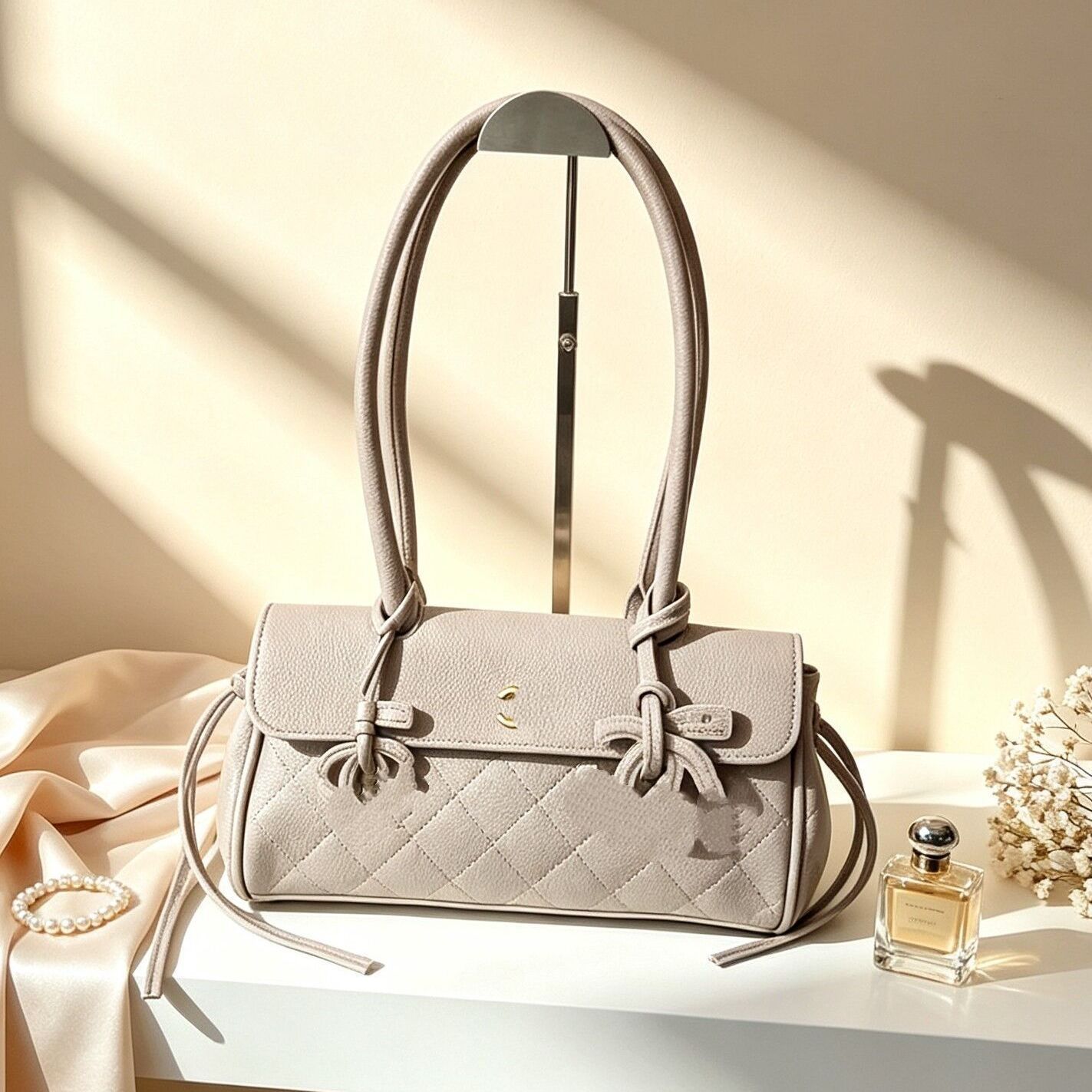 Chanel – დანაკერებიანი ფაქტურითა და CC ლოგოთი გაფორმებული ტრენდული მხრის ჩანთა